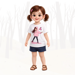 Cute Hoodie Girl T-Shirt for Kids | Soft Cotton Tee 7–14Y