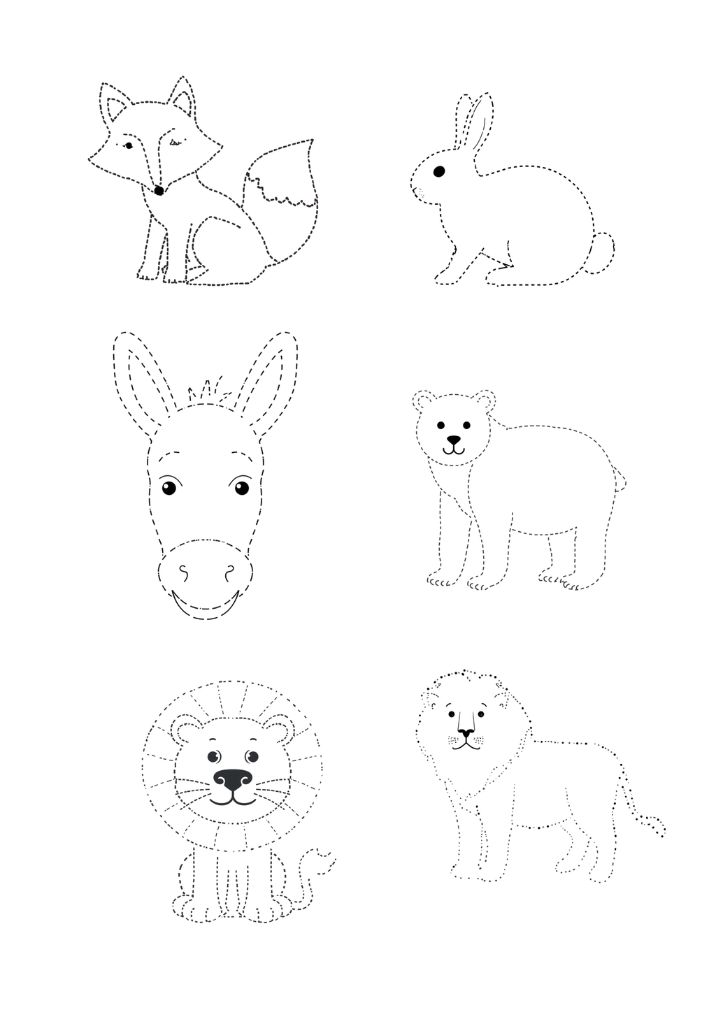 40-Page Animal Coloring and Tracing Book (Digital PDF Download)
