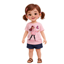 Cute Hoodie Girl T-Shirt for Kids | Soft Cotton Tee 7–14Y