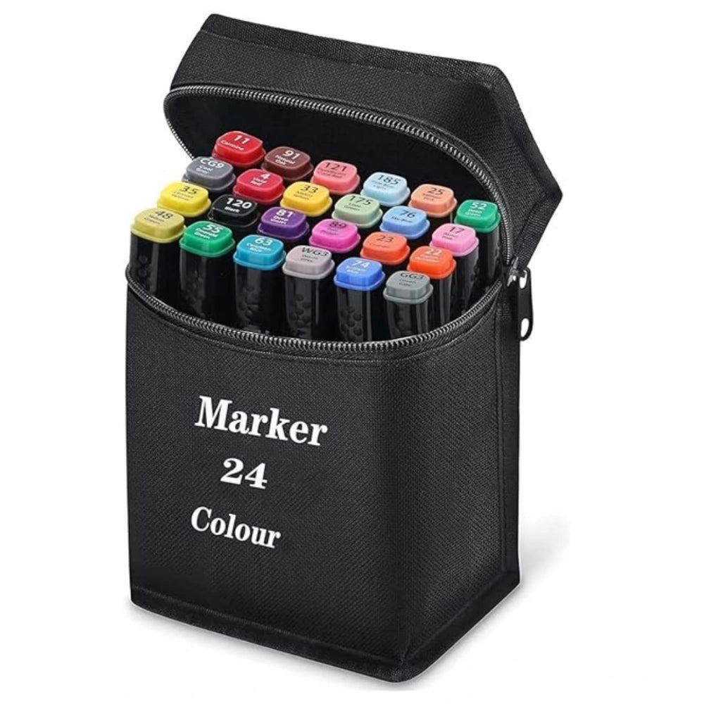 Generic Plastic 24Pcs Colors Art Markers Sketch Pen Dual Tip Artist Art Marker (Multicolor )