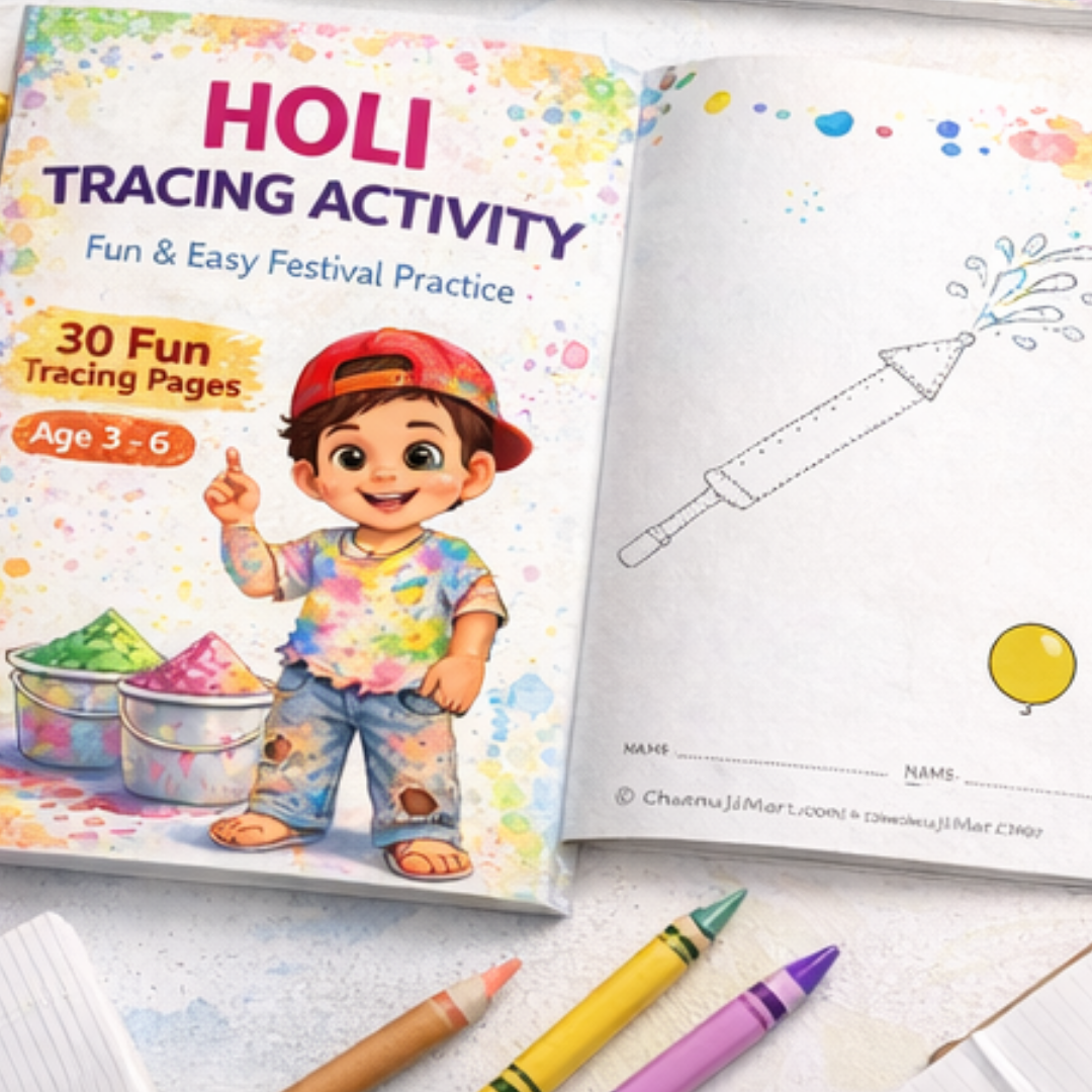 Holi Tracing Activity Book for Preschool Kids | 30 Fun Printable Pages