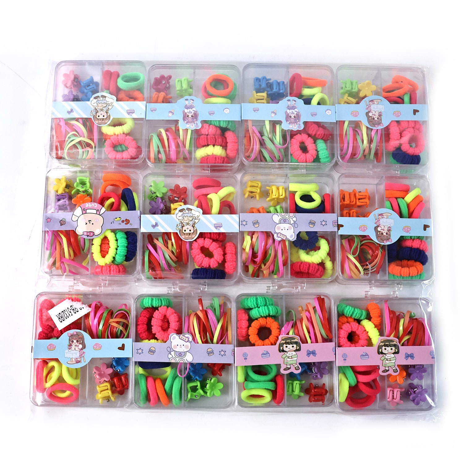 Kids Hair Bands Rubber Bands  Cute Hair Clips In Storage Box (Mix Design  1 Set) - Baby Care
