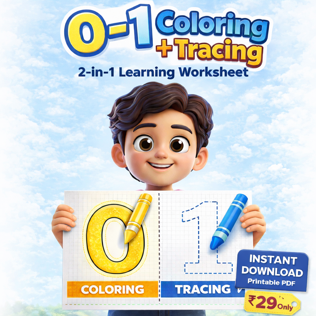 0–9 Number Tracing Worksheet for Kids (Ages 3–5) | Printable Maths Practice Book | ₹29 Only