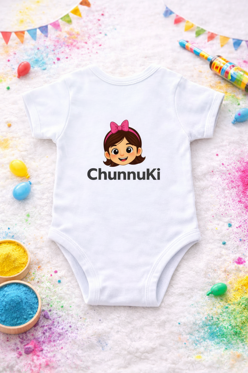 ChunnuJi Holi Baby Romper – 100% Cotton 180 GSM | Soft Festival Bodysuit for Babies 0-12 Months | Premium Kids Wear | ChunnuJiMart