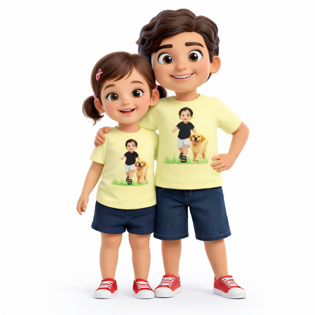 Chunnu Ji Toddler Cotton T-Shirt | Cute Baby & Puppy Tee