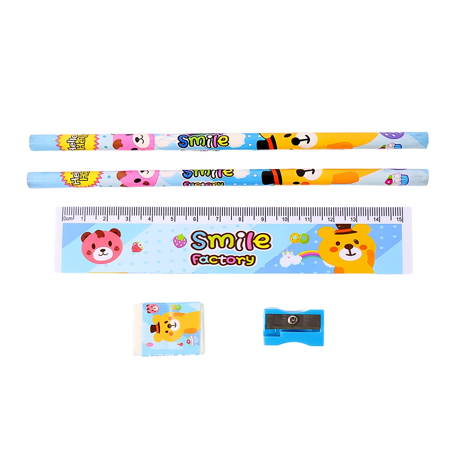 4560 Wooden Pencil Set Stationary Set 5 In 1 Items Educational Item For School Going Kids Stationary Set For Girls Boysstationary For Schoolgift Pack For Girls Kidsbirthday Gift Kids (5 Pc Set