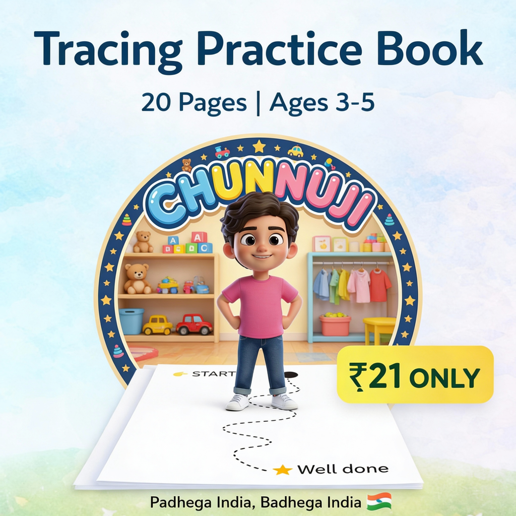 Tracing Practice Book for Kids (Ages 3–5) | 20 Pages Pencil Control & Line Tracing Workbook | Instant Download – eBook
