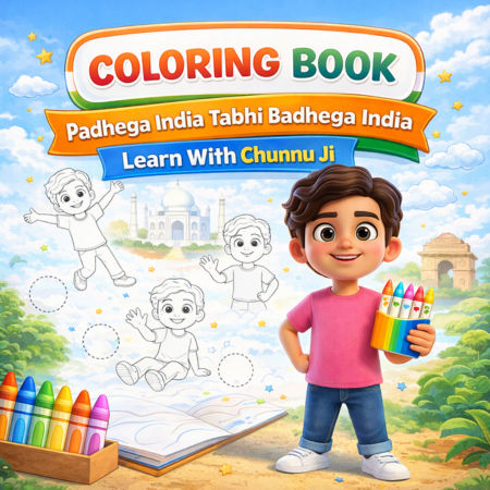Chunnu Ji’s Fun Coloring & Tracing Adventure – 10 Page Kids Coloring Book PDF | ₹49 Only | Learn With Chunnu Ji
