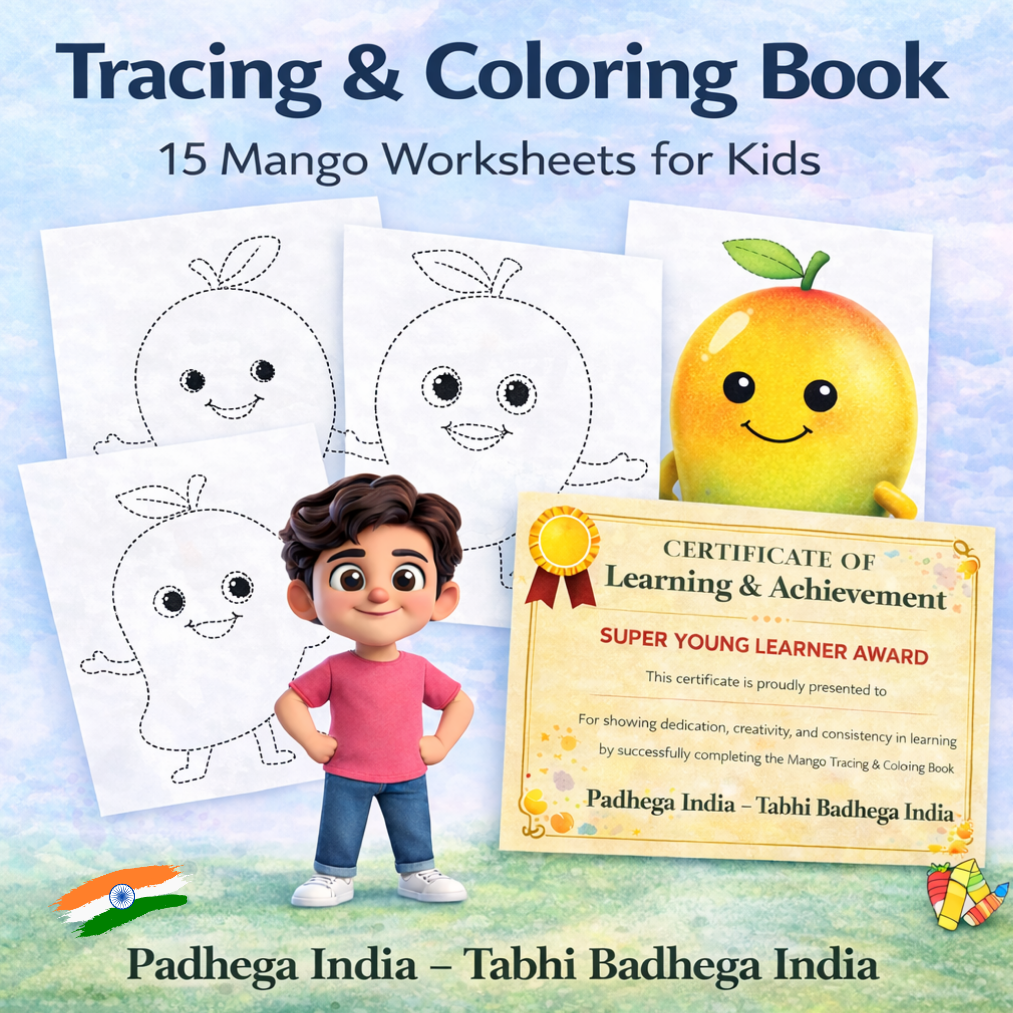 M for Mango Tracing & Coloring Book for Kids (3–5 Years) | Fun Printable Learning PDF
