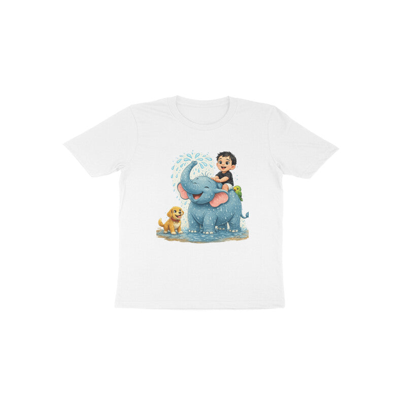 ChunnuJi Water Fun Elephant – Premium Kids Cotton Tee (1–6 Years)