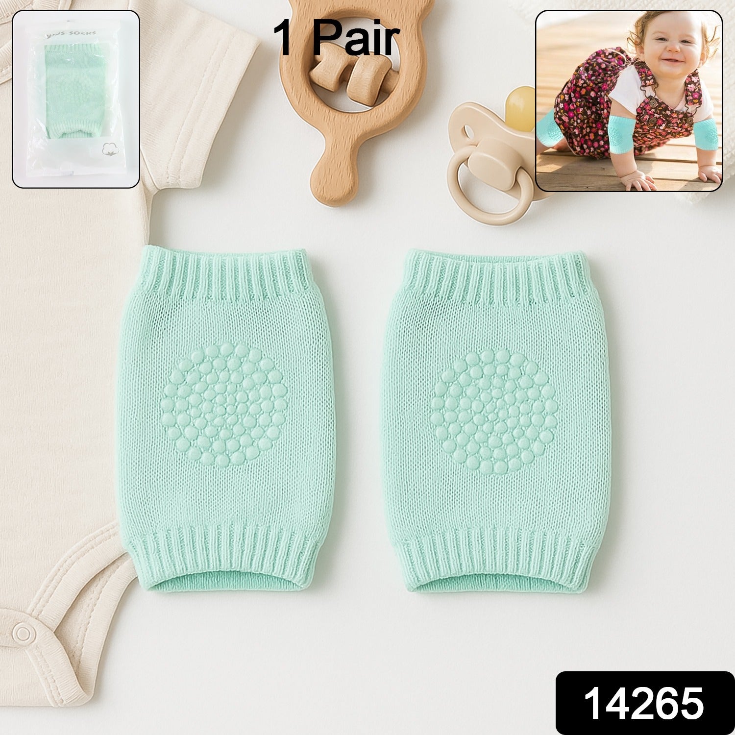 Mint Green Toddler Wool Knit Leg Warmer (Knee Guard) - Baby Care